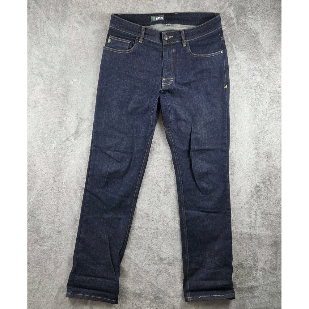Stio Rivet Straight Canvas Jeans Mens 32x32 Dark Wash Stretch Denim Outdoor
